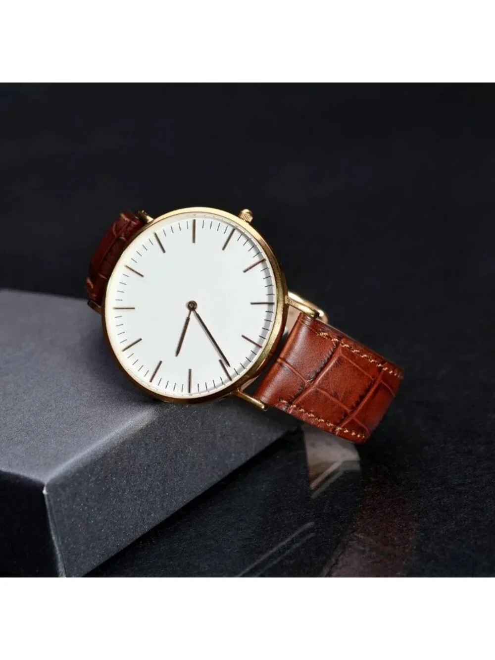 Italian Leather 22mm Watch Band, Embossed Alligator Grain, Rose Gold Buckle